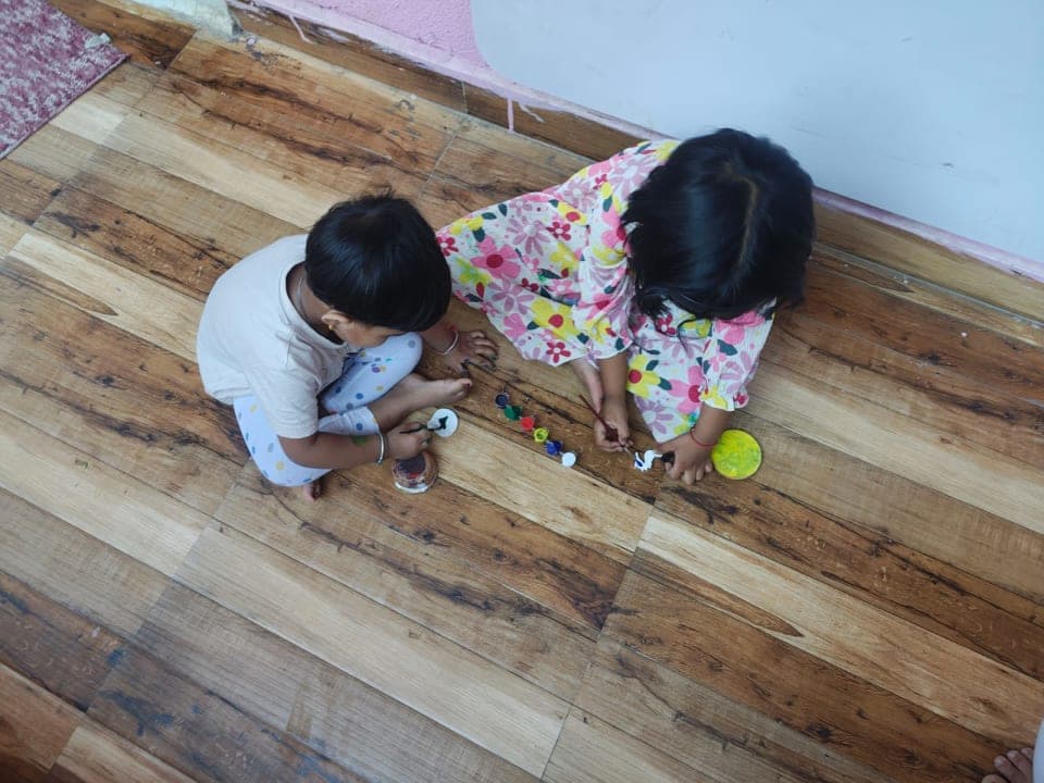Colourful painted sea figure by Shivshree and IRA — Little Artists Wall.